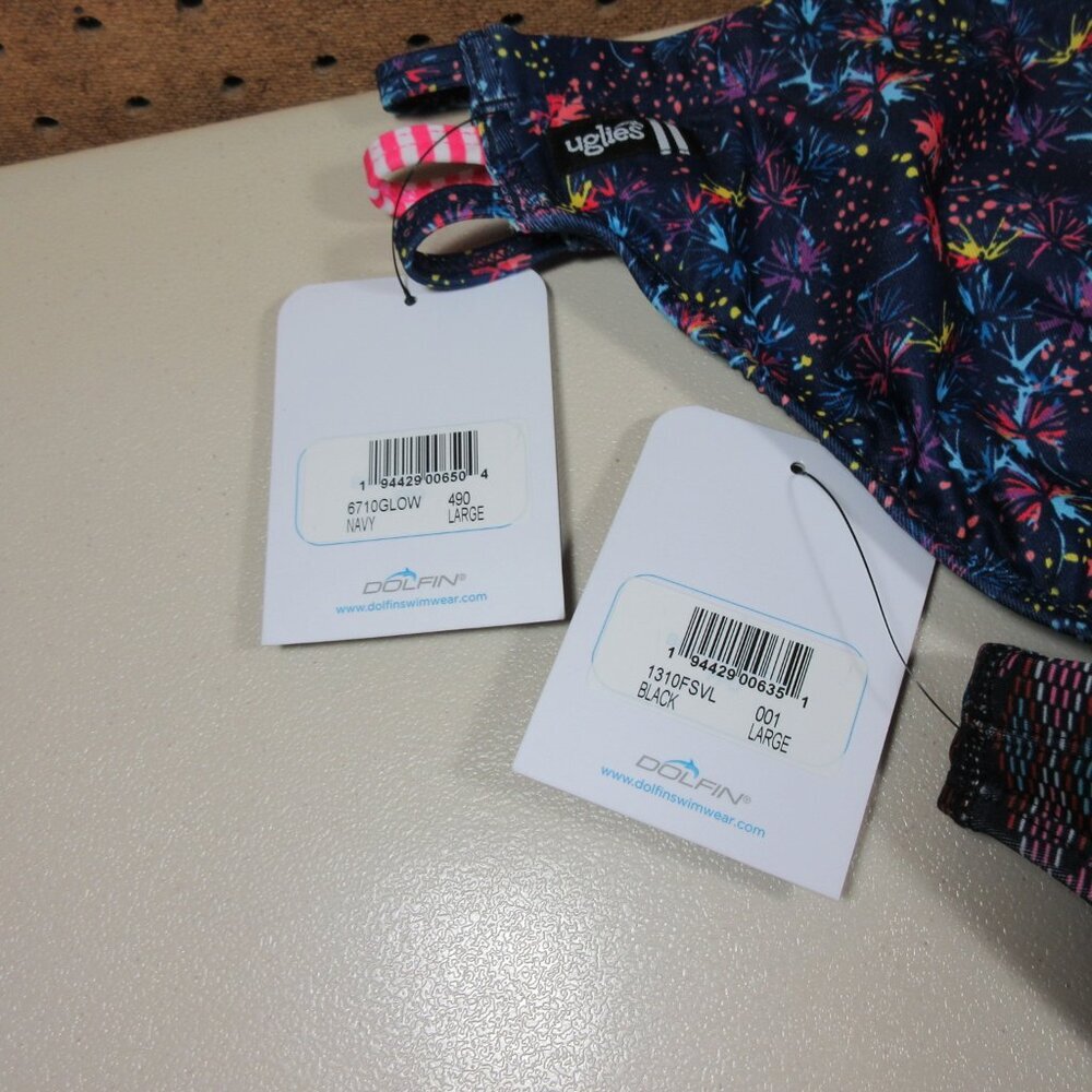 Dolfin womens colorful Uglies floral geometric bikini bottoms bundle L NWT (2) - Picture 3 of 3